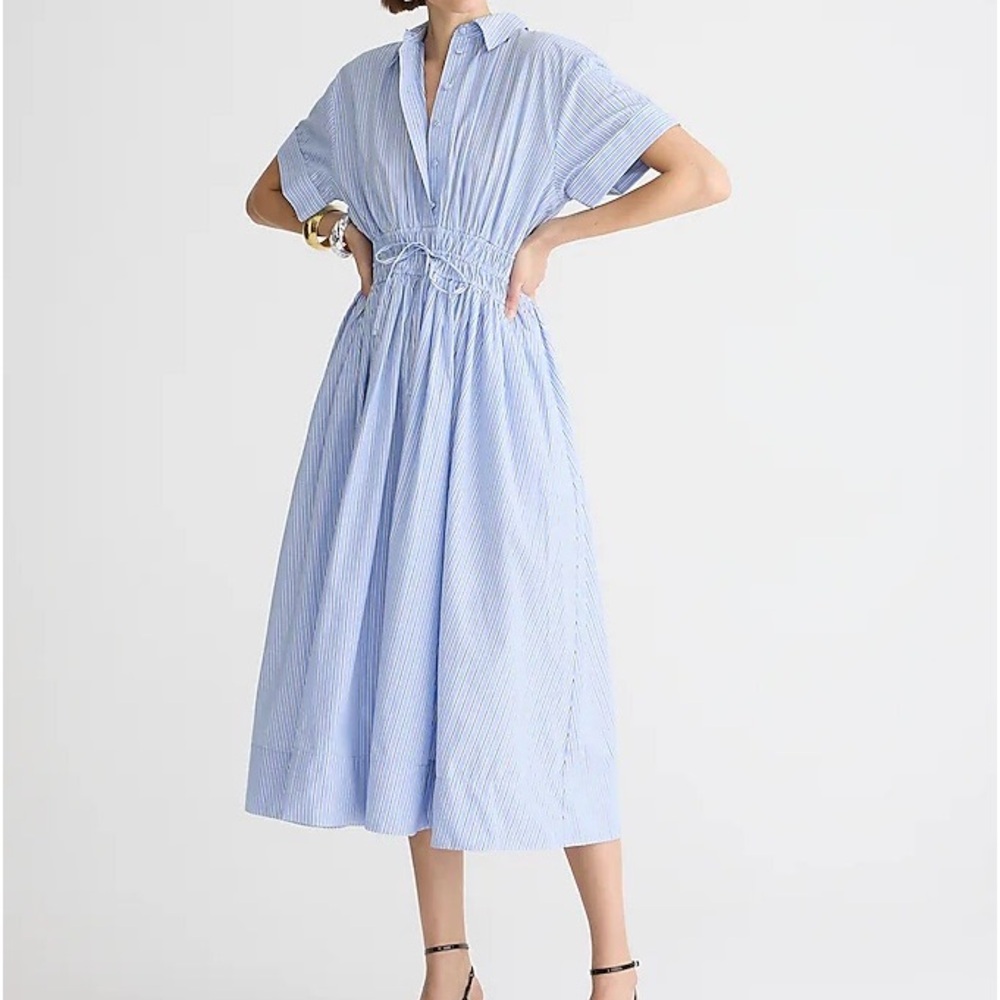 Elena shirtdress in striped cotton popli